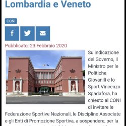 Sospensione attività sportive